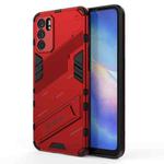 For OPPO Reno6 5G Punk Armor 2 in 1 PC + TPU Shockproof Case with Invisible Holder(Red)