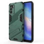 For OPPO Reno6 5G Punk Armor 2 in 1 PC + TPU Shockproof Case with Invisible Holder(Green)