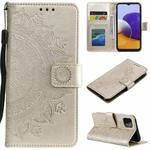 For Samsung Galaxy A22 5G Totem Flower Embossed Horizontal Flip TPU + PU Leather Case with Holder & Card Slots & Wallet(Gold)