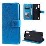 For Motorola Moto E7 Power Totem Flower Embossed Horizontal Flip TPU + PU Leather Case with Holder & Card Slots & Wallet(Blue)