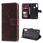 For Motorola Moto E7 Power Totem Flower Embossed Horizontal Flip TPU + PU Leather Case with Holder & Card Slots & Wallet(Brown)