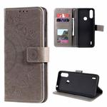 For Motorola Moto E7 Power Totem Flower Embossed Horizontal Flip TPU + PU Leather Case with Holder & Card Slots & Wallet(Grey)