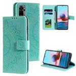 For Xiaomi Redmi Note 10 4G Totem Flower Embossed Horizontal Flip TPU + PU Leather Case with Holder & Card Slots & Wallet(Green)