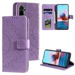 For Xiaomi Redmi Note 10 4G Totem Flower Embossed Horizontal Flip TPU + PU Leather Case with Holder & Card Slots & Wallet(Purple)