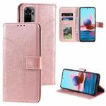 For Xiaomi Redmi Note 10 4G Totem Flower Embossed Horizontal Flip TPU + PU Leather Case with Holder & Card Slots & Wallet(Rose Gold)