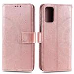 For Samsung Galaxy A82 5G Totem Flower Embossed Horizontal Flip TPU + PU Leather Case with Holder & Card Slots & Wallet(Rose Gold)