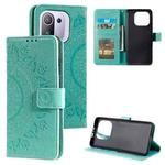 For Xiaomi Mi 11 Pro Totem Flower Embossed Horizontal Flip TPU + PU Leather Case with Holder & Card Slots & Wallet(Green)