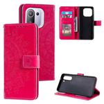 For Xiaomi Mi 11 Pro Totem Flower Embossed Horizontal Flip TPU + PU Leather Case with Holder & Card Slots & Wallet(Red)