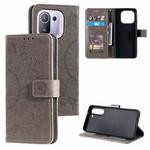 For Xiaomi Mi 11 Pro Totem Flower Embossed Horizontal Flip TPU + PU Leather Case with Holder & Card Slots & Wallet(Grey)