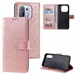For Xiaomi Mi 11 Pro Totem Flower Embossed Horizontal Flip TPU + PU Leather Case with Holder & Card Slots & Wallet(Rose Gold)