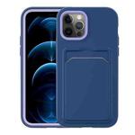 For iPhone 12 / 12 Pro Two-color TPU + PC Protective Case with Card Slot(Royal Blue+Purple Frame)