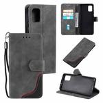 For Samsung Galaxy A31 Three-color Stitching Calf Texture Horizontal Flip Leather Case with Holder & Card Slots & Wallet(Grey)