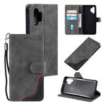 For Samsung Galaxy A32 5G Three-color Stitching Calf Texture Horizontal Flip Leather Case with Holder & Card Slots & Wallet(Grey)