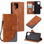 For Samsung Galaxy A42 5G Three-color Stitching Calf Texture Horizontal Flip Leather Case with Holder & Card Slots & Wallet(Brown)