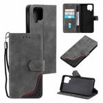 For Samsung Galaxy A42 5G Three-color Stitching Calf Texture Horizontal Flip Leather Case with Holder & Card Slots & Wallet(Grey)