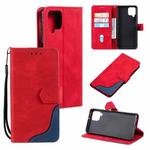 For Samsung Galaxy A42 5G Three-color Stitching Calf Texture Horizontal Flip Leather Case with Holder & Card Slots & Wallet(Red)
