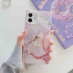 Marble Pattern Soft TPU Straight-Edge Protective Case with Ring Holder For iPhone 11(Light Pink)