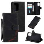 For Xiaomi Redmi K40 Three-color Stitching Calf Texture Horizontal Flip Leather Case with Holder & Card Slots & Wallet(Black)