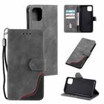 For Xiaomi Mi 11 Lite Three-color Stitching Calf Texture Horizontal Flip Leather Case with Holder & Card Slots & Wallet(Grey)