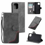 For Xiaomi Mi 11 Three-color Stitching Calf Texture Horizontal Flip Leather Case with Holder & Card Slots & Wallet(Grey)