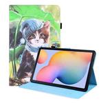 For Samsung Galaxy Tab S6 Lite SM-P610 / SM-P615 Animal Pattern Horizontal Flip Leather Case with Holder & Card Slots & Photo Frame & Sleep / Wake-up Function(Bib Kitten)