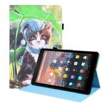 For Amazon Kindle Fire 7 Animal Pattern Horizontal Flip Leather Case with Holder & Card Slots & Photo Frame & Sleep / Wake-up Function(Bib Kitten)