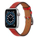 A Style Leather Watch Band Watch Band For Apple Watch Ultra 49mm / Series 8&7 45mm / SE 2&6&SE&5&4 44mm / 3&2&1 42mm(Red)