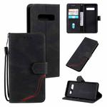 For Samsung Galaxy S10 Three-color Stitching Calf Texture Horizontal Flip Leather Case with Holder & Card Slots & Wallet(Black)