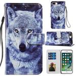 Painted Pattern Horizontal Flip Leather Case with Holder & Card Slots & Photo Frame For iPhone 8 Plus & 7 Plus(White Wolf)