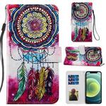 For iPhone 12 Pro Max Painted Pattern Horizontal Flip Leather Case with Holder & Card Slots & Photo Frame(Dreamcatcher)