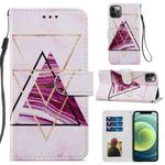 For iPhone 12 Pro Max Painted Pattern Horizontal Flip Leather Case with Holder & Card Slots & Photo Frame(Three-color Marble)