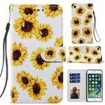For iPhone SE 2022 / SE 2020 / 8 / 7 Painted Pattern Horizontal Flip Leather Case with Holder & Card Slots & Photo Frame(Sunflower)