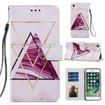For iPhone SE 2022 / SE 2020 / 8 / 7 Painted Pattern Horizontal Flip Leather Case with Holder & Card Slots & Photo Frame(Three-color Marble)