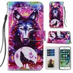 For iPhone SE 2022 / SE 2020 / 8 / 7 Painted Pattern Horizontal Flip Leather Case with Holder & Card Slots & Photo Frame(Wolf Totem)