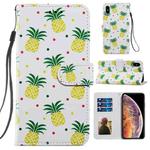 For iPhone X / XS Painted Pattern Horizontal Flip Leather Case with Holder & Card Slots & Photo Frame(Pineapple)