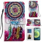 For iPhone 12 / 12 Pro Painted Pattern Horizontal Flip Leather Case with Holder & Card Slots & Photo Frame(Dreamcatcher)
