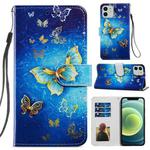 For iPhone 12 / 12 Pro Painted Pattern Horizontal Flip Leather Case with Holder & Card Slots & Photo Frame(Phnom Penh Butterfly)