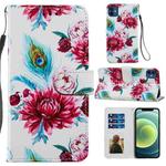 For iPhone 12 mini Painted Pattern Horizontal Flip Leather Case with Holder & Card Slots & Photo Frame (Peacock Flower)