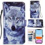 Painted Pattern Horizontal Flip Leather Case with Holder & Card Slots & Photo Frame For iPhone 11(White Wolf)
