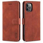 For iPhone 11 Pro AZNS Skin Feel Calf Texture Horizontal Flip Leather Casewith Card Slots & Holder & Wallet (Brown)