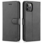 For iPhone 11 Pro Max AZNS Skin Feel Calf Texture Horizontal Flip Leather Case with Card Slots & Holder & Wallet (Black)