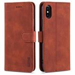 For iPhone X / XS AZNS Skin Feel Calf Texture Horizontal Flip Leather Case with Card Slots & Holder & Wallet(Brown)