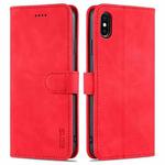 For iPhone XS Max AZNS Skin Feel Calf Texture Horizontal Flip Leather Case with Card Slots & Holder & Wallet(Red)