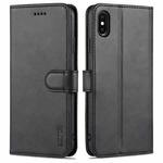 For iPhone XS Max AZNS Skin Feel Calf Texture Horizontal Flip Leather Case with Card Slots & Holder & Wallet(Black)