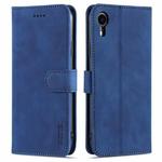 For iPhone XR AZNS Skin Feel Calf Texture Horizontal Flip Leather Case with Card Slots & Holder & Wallet(Blue)