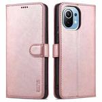 For Xiaomi Mi 11 AZNS Skin Feel Calf Texture Horizontal Flip Leather Case with Card Slots & Holder & Wallet(Rose Gold)