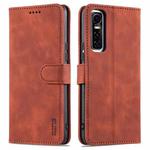 For vivo Y73s / S7e AZNS Skin Feel Calf Texture Horizontal Flip Leather Case with Card Slots & Holder & Wallet(Brown)