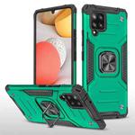 For Samsung Galaxy A42 5G Magnetic Armor Shockproof TPU + PC Case with Metal Ring Holder(Dark Green)