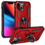 For iPhone 13 Shockproof TPU + PC Protective Case with 360 Degree Rotating Holder(Red)