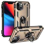 For iPhone 13 Shockproof TPU + PC Protective Case with 360 Degree Rotating Holder(Gold)
